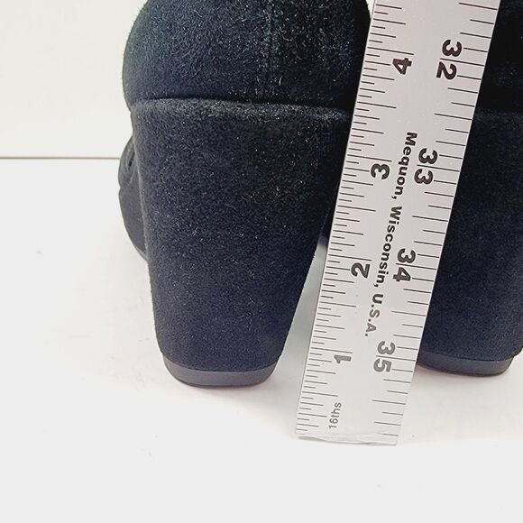 Vagabond Whimisgoth Dark Fairy Peep Toe Black Suede Girlie Ankle Wedge Size 11 - Picture 10 of 12